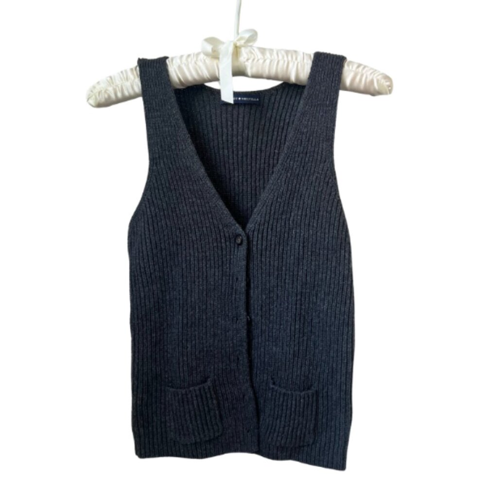 Brandy Melville Dark Gray Button Up Knit Vest